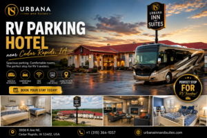 RV parking hotel Urbana IA with spacious RV parking and comfortable rooms at Urbana Inn & Suites near Cedar Rapids, Iowa